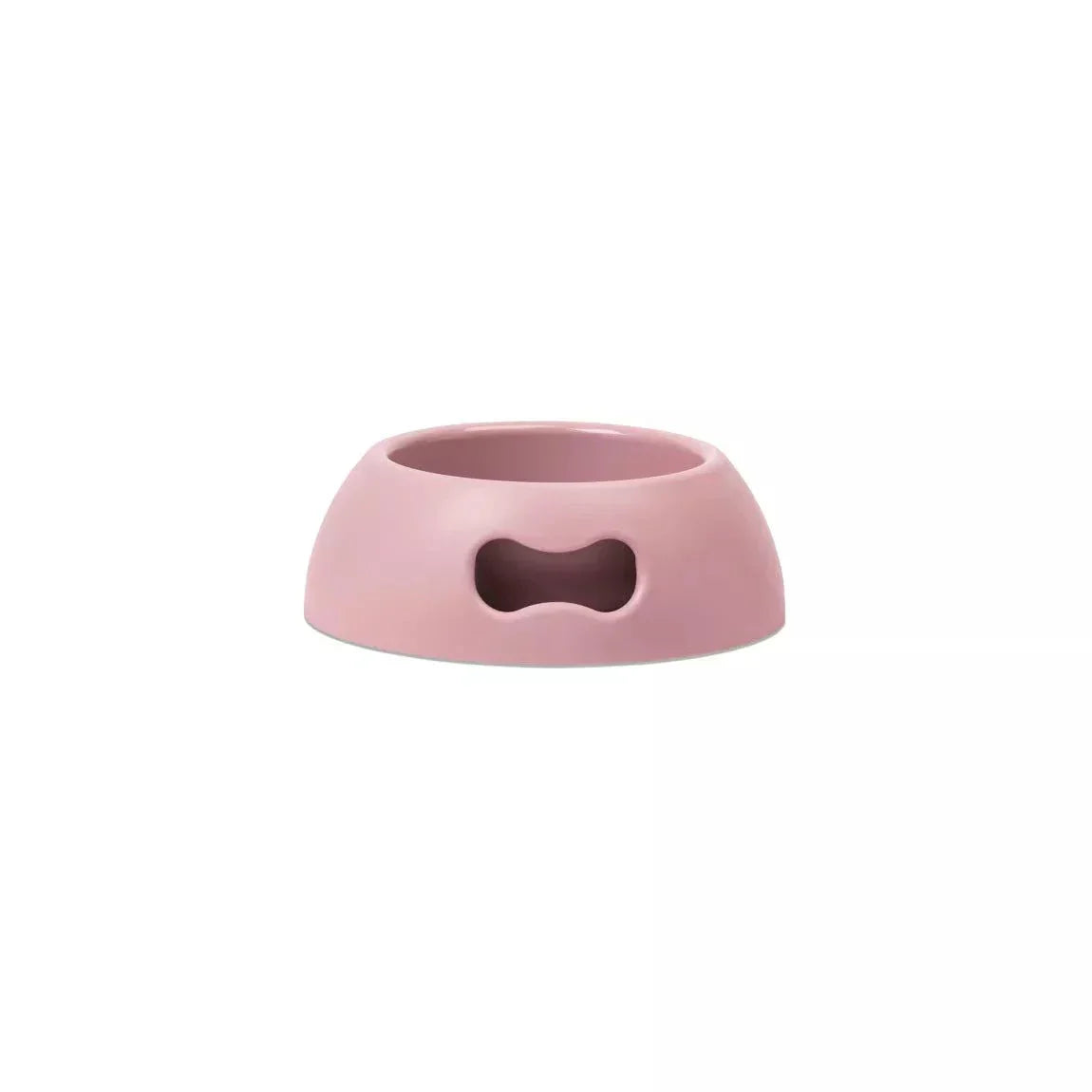 Eco-friendly indestructible pet bowl in rose, available in multiple sizes, non-slip with handle.