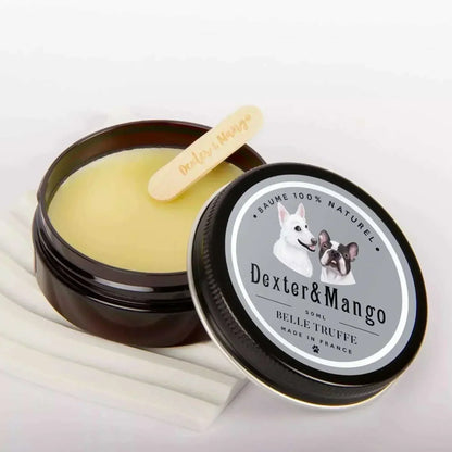 Eco-friendly vegan dog balm in jar, 100% natural, made in France.