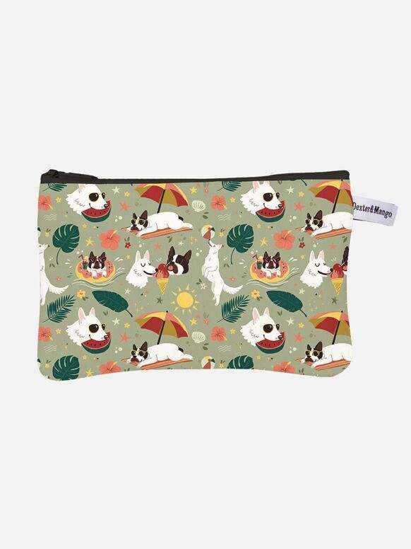D&M pouch with summer-themed illustration, crafted from Oeko-Tex certified cotton canvas.