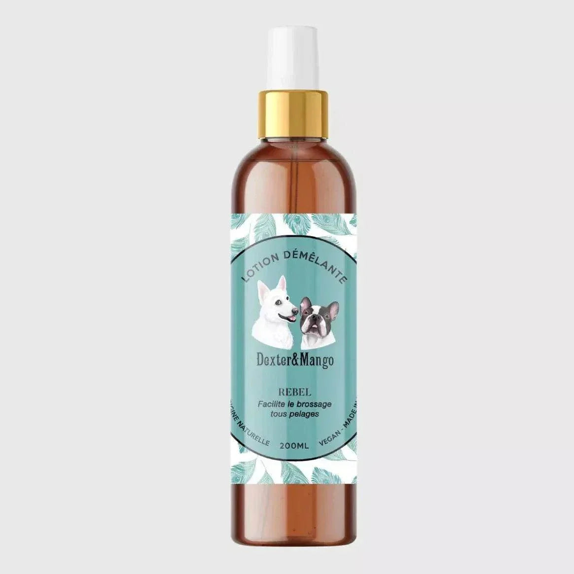 Rebel Detangling Lotion for pets, 98% natural, vegan, cruelty-free, eco-friendly, 200ml bottle.