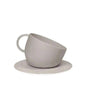 High anti-splash bowl with dove gray under-bowl mat, made from recycled plastic, designed to prevent spills.