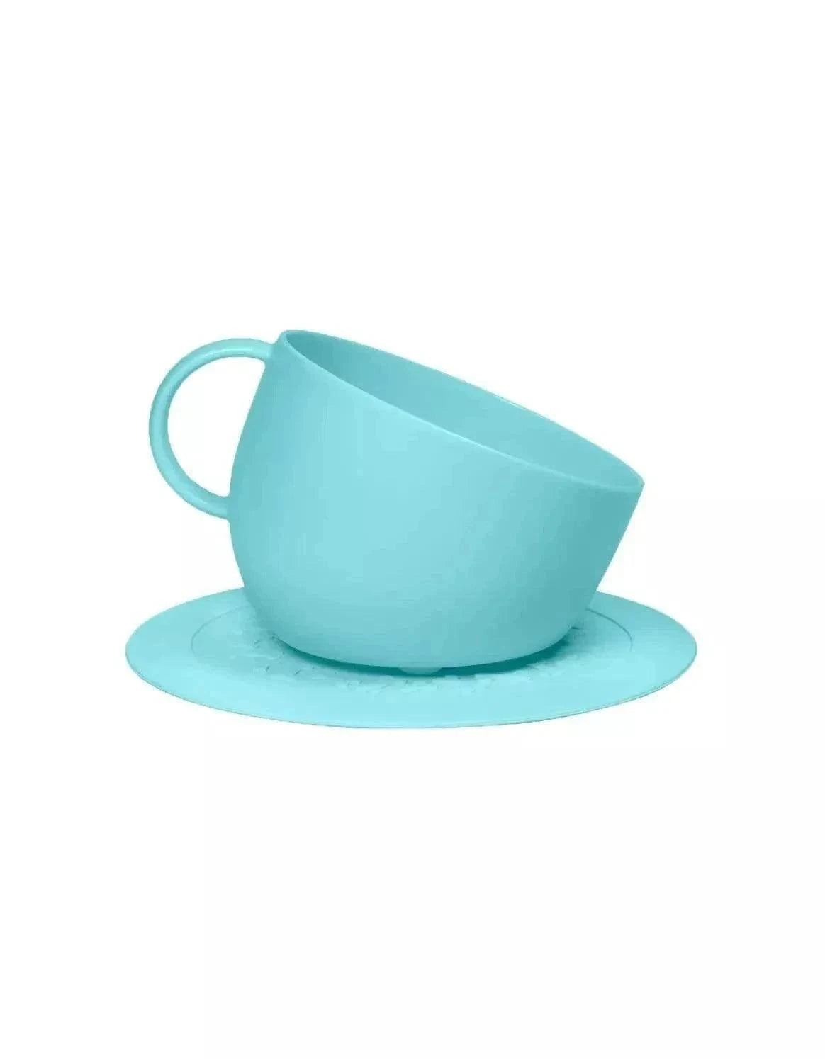 high anti-splash bowl with aquamarine saucer mat for dogs