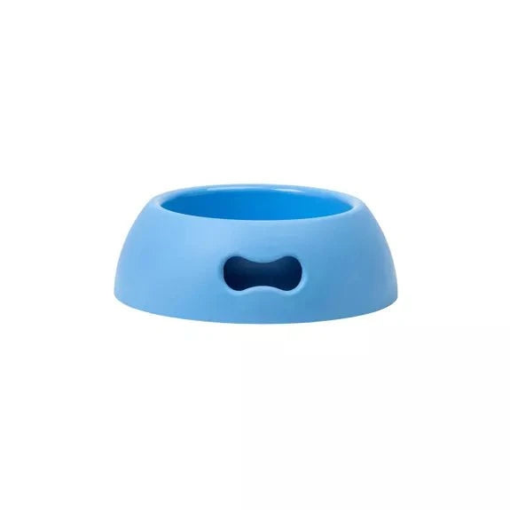 Indestructible eco-friendly bowl for pets, Azzurro color, with non-slip rubber feet and handle.