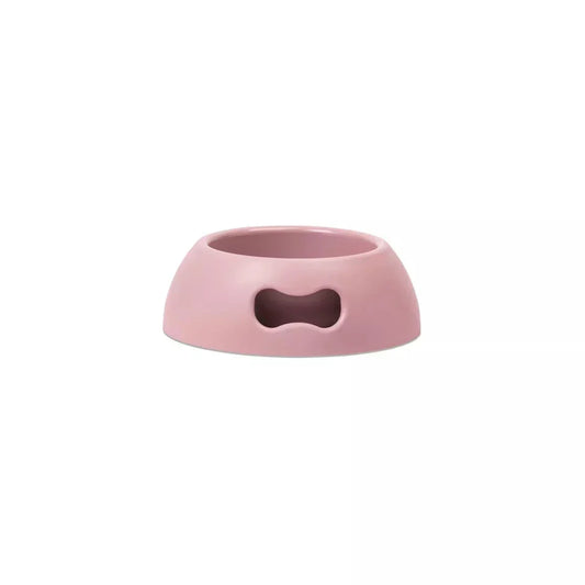 Eco-friendly indestructible pet bowl in rose, available in multiple sizes, non-slip with handle.